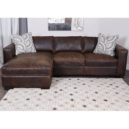 Leather Two Piece Sectional Sofa with LAF Chaise